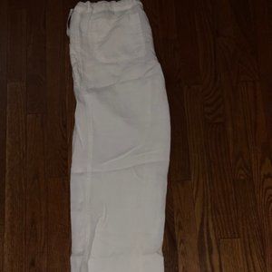 Max Studio White Linen Drawstring Pant
